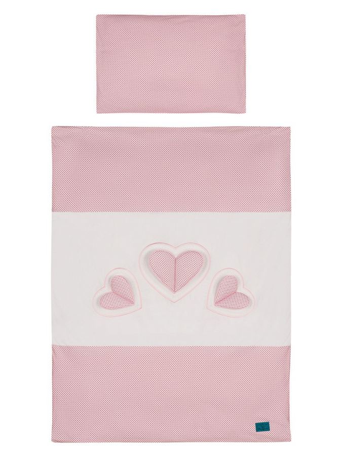 3-dielne posteľné obliečky Belisima Tri srdcia 90/120 bielo-ružové