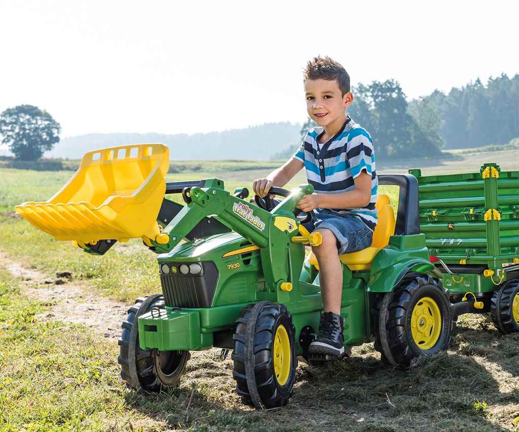 Šliapací traktor nakladač Rolly Toys John Deere Farmtrac zelený